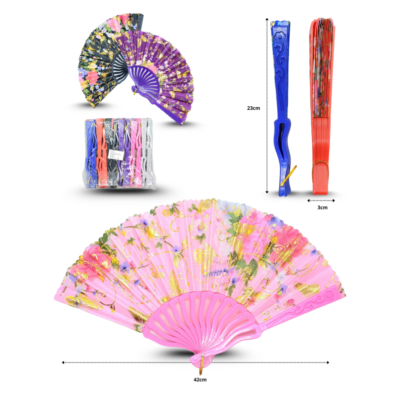 abanico decorado base calada colores C/12 25-C20