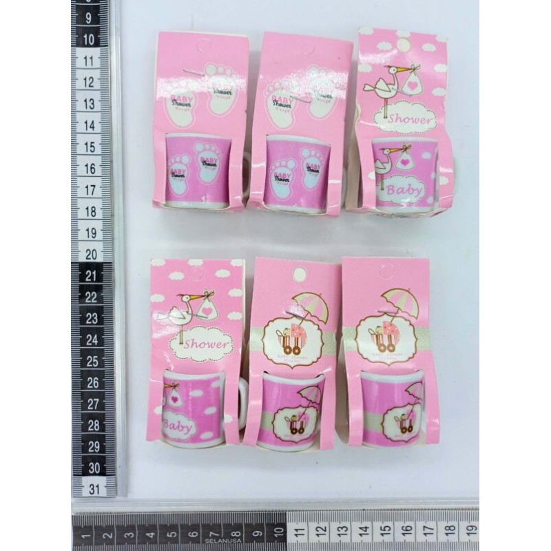 7 taza cerámica mini baby shower rosa , ideal para recuerdo C/12 GE67356