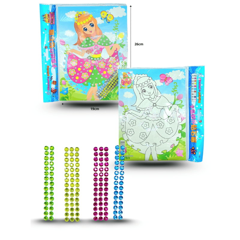 dibujo con sticker joyas para decorar doble vista para colorear C/12 UG-0002E