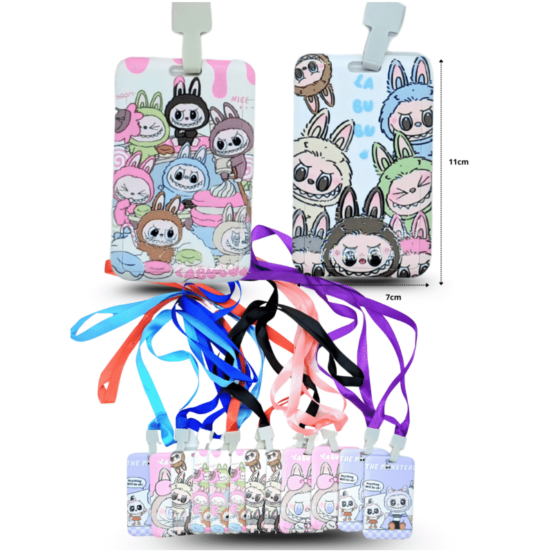 porta gafete decorado LABUBU con cinta C/12 DG25-B25