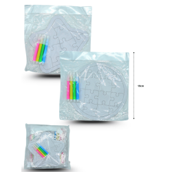 rompecabezas figuras blanco con 4 plumines set 5 pzas C/12 B6160