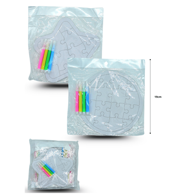 rompecabezas figuras blanco con 4 plumines set 5 pzas C/12 B6160