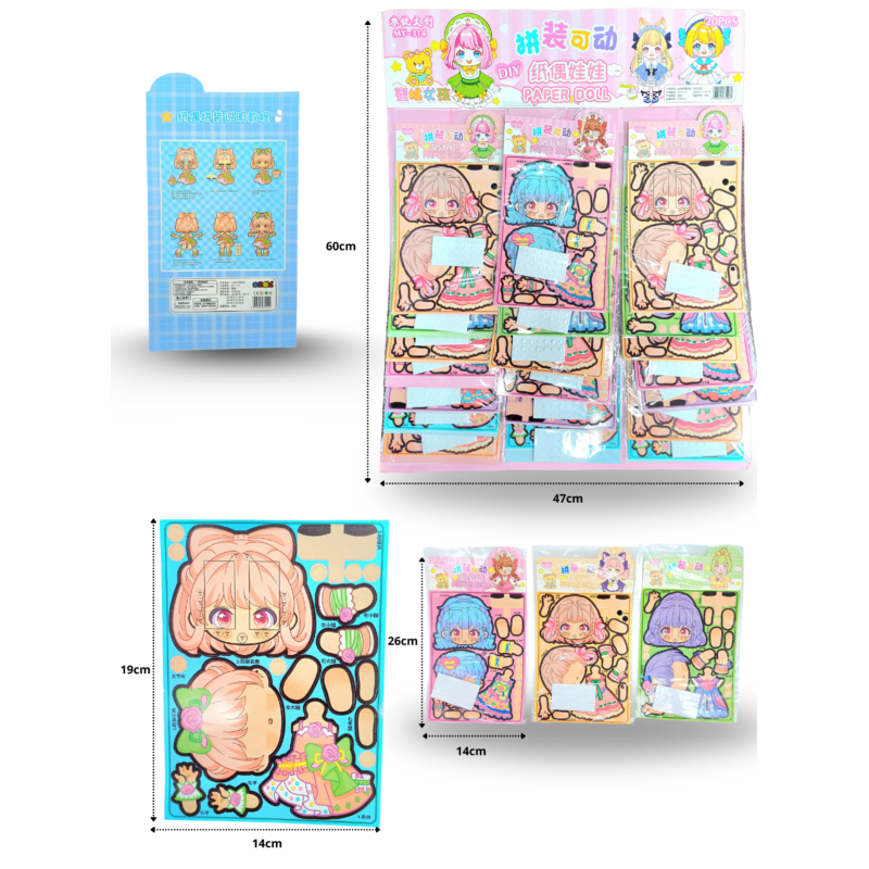 muñeca armable de cartón en planilla C/20 12D-45