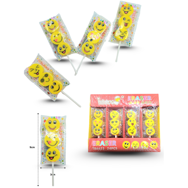 goma borrador emoji tipo paleta 11.3×4.2cm C/24 B8563