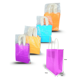 bolsa para regalo color liso un solo color por paquete con asa de papel 15x12x6cm C/12 M687-3H-1