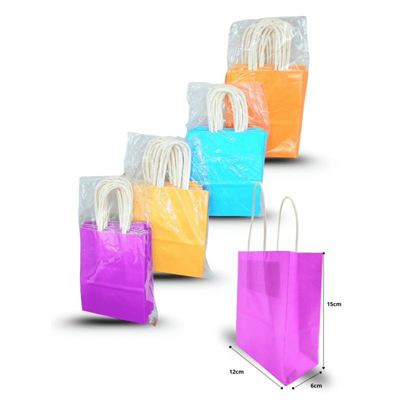 bolsa para regalo color liso un solo color por paquete con asa de papel 15x12x6cm C/12 M687-3H-1