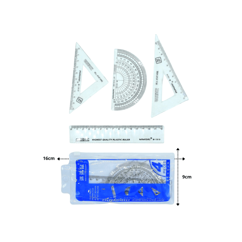 juego de geometría 4 pzas estuche con cierre a presión C/10 4H-36