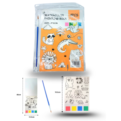 cuaderno de dibujo con acuarela en cada pagina y pincel C/12 B6182