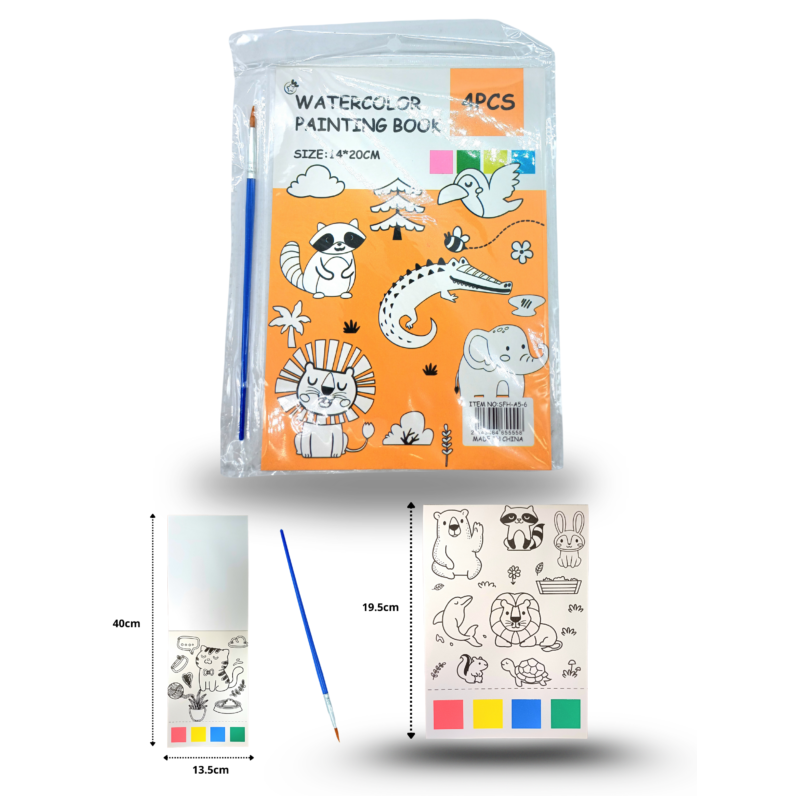 cuaderno de dibujo con acuarela en cada pagina y pincel C/12 B6182