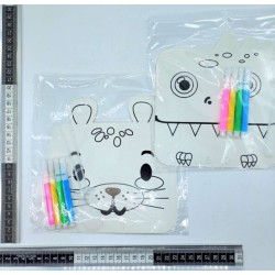 abanico dibujo blanco con 4 plumines set 5 pzas C/12 B6162