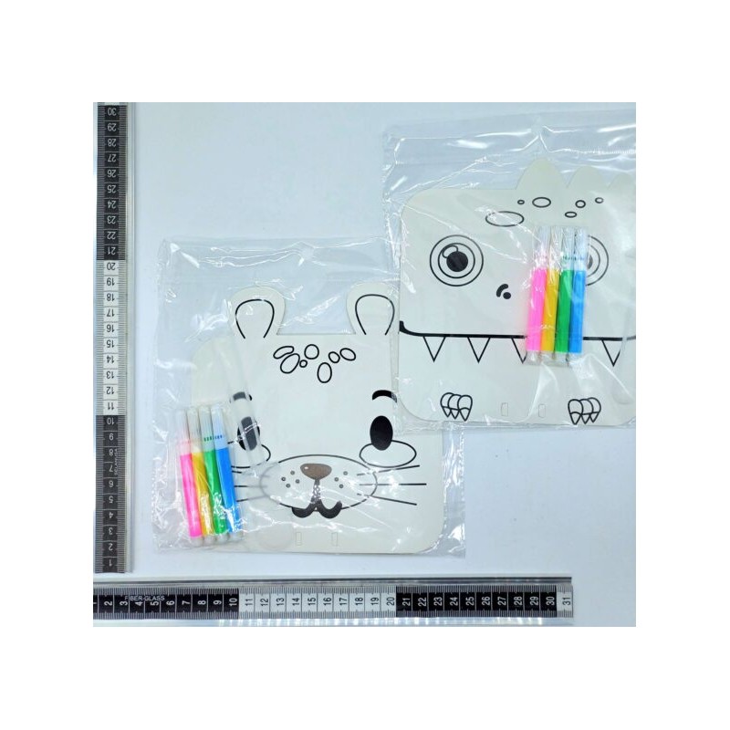 abanico dibujo blanco con 4 plumines set 5 pzas C/12 B6162