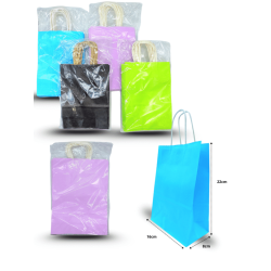bolsa para regalo color liso un solo color por paquete con asa de papel 22x16x8cm C/12 M687-3H-2