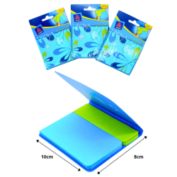 notas adhesivas dos tamaños señalador y rectángulo con caratula de protección C/12 AM