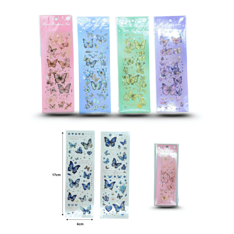 sticker base translucida mariposa set 2 pzas 17x6cm C/12 F2304