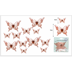 sticker mariposa cobre para decoración plegable set 12pzas diferentes tamaños C/12 25C-98