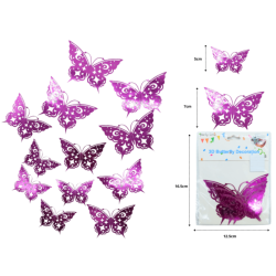sticker mariposa fucsia para decoración plegable set 12pzas diferentes tamaños C/12 25C-98