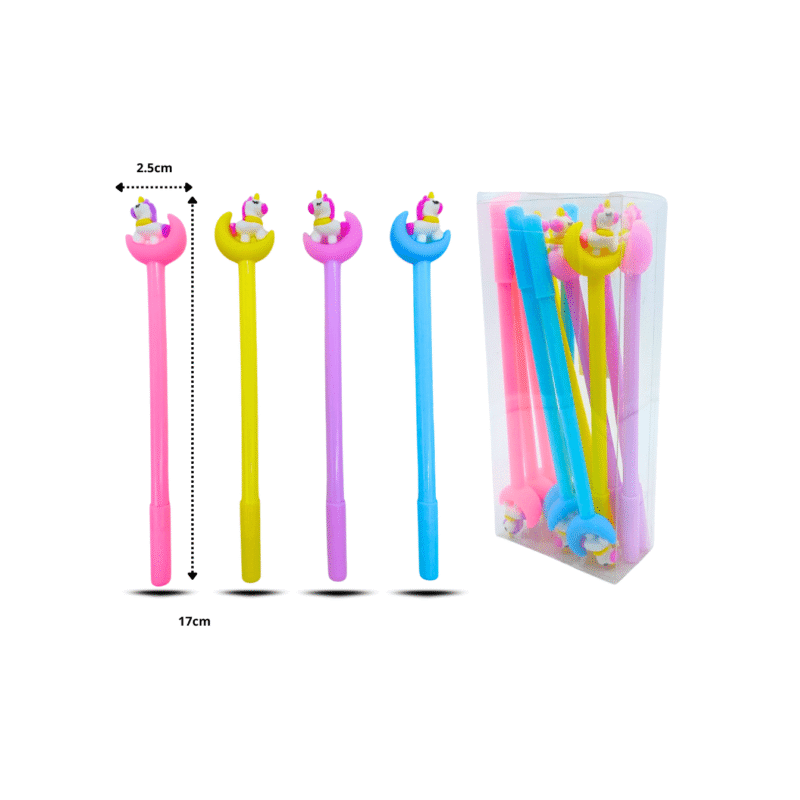 pluma gel unicornio sobre luna C/12 A-811
