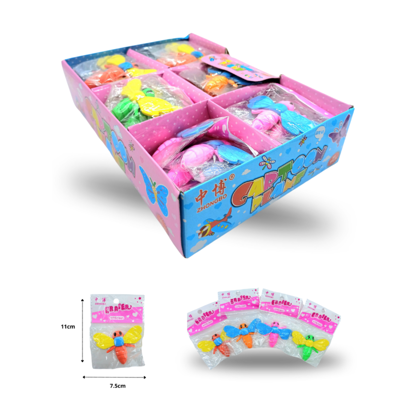 goma borrador de avispa de colores C/36 8006