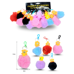 llavero personajes con cabeza giratoria y pompón variedad de colores C/12 24N-49