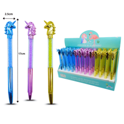 pluma piedras con unicornio acabado metálico C/48 GP-8004