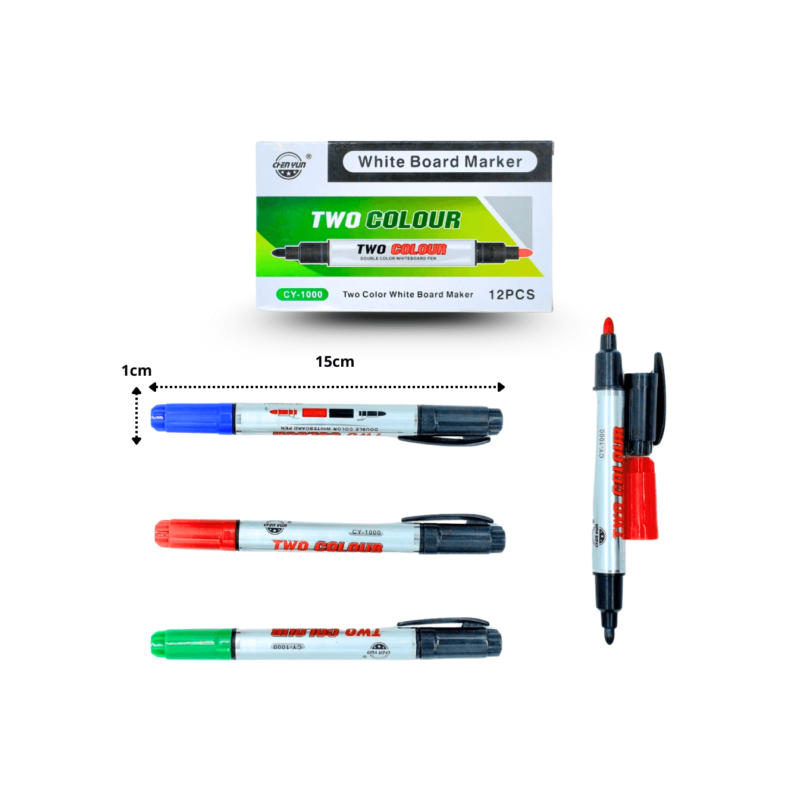 marcador dos puntas para pizarrón dos colores C/12 PA70312 o CY-1000