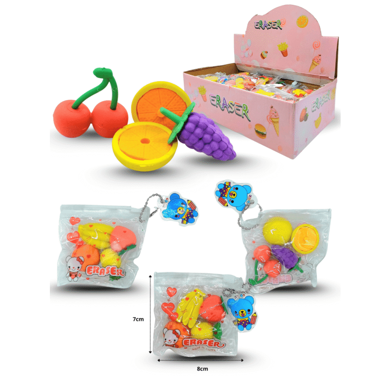 goma frutas 3cm set 4 pzas C/30 B8514