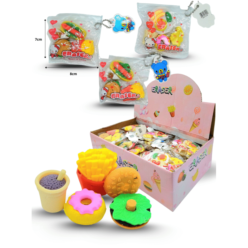 goma borrador fast food 3cm set 4 pzas C/30 B8515