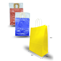 bolsa para regalo color liso un solo color por paquete con asa de papel 34x26x12cm C/12 M687-3H-4