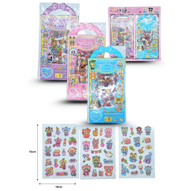 sticker bby three en caja set 3 tiras C/40 25I-102