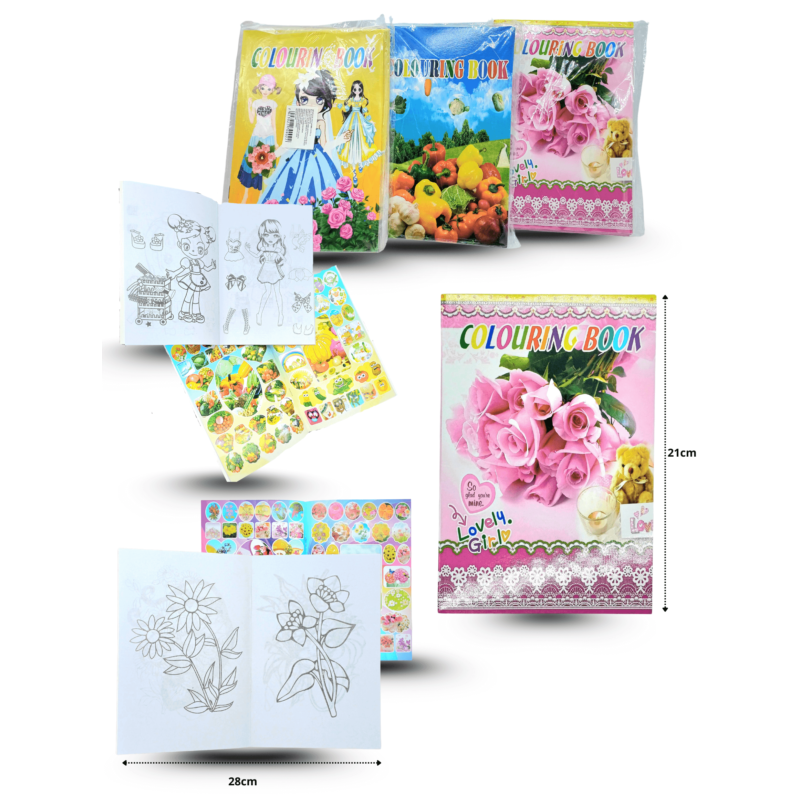 libro para colorear con stickers C/12 EXP631