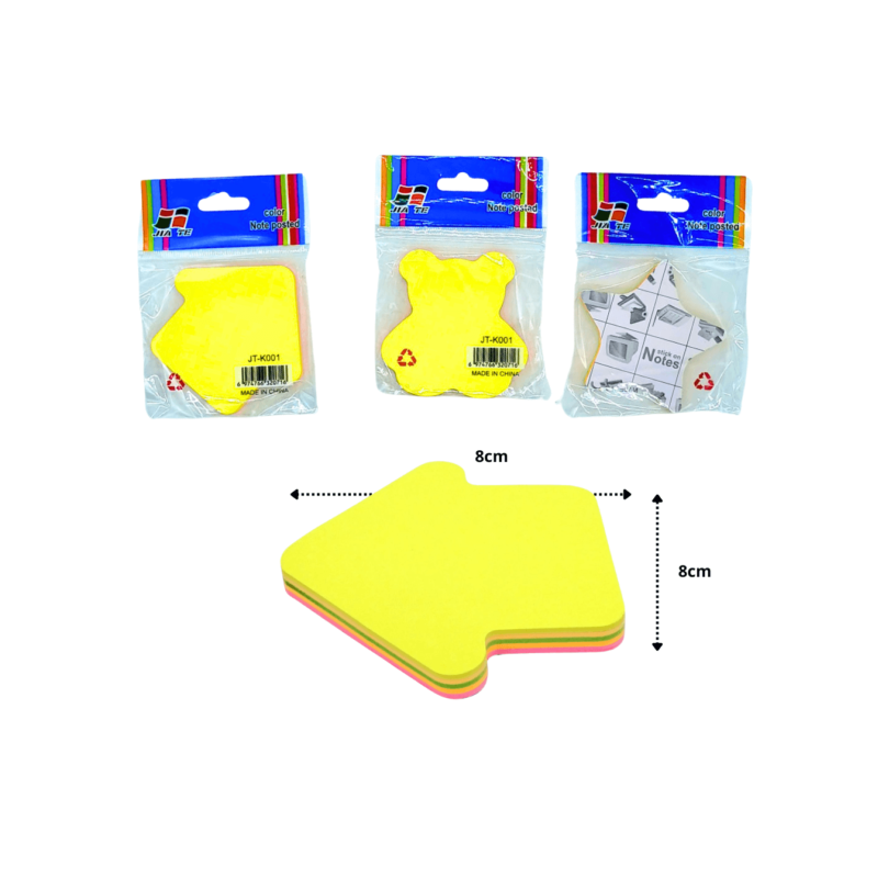 notas adhesivas colores fluorescentes figuras 70hojas C/12 B1119