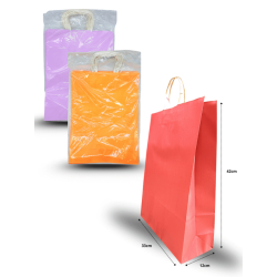 bolsa para regalo color liso un solo color por paquete con asa de papel 42x32x12cm C/12 M687-3H-5