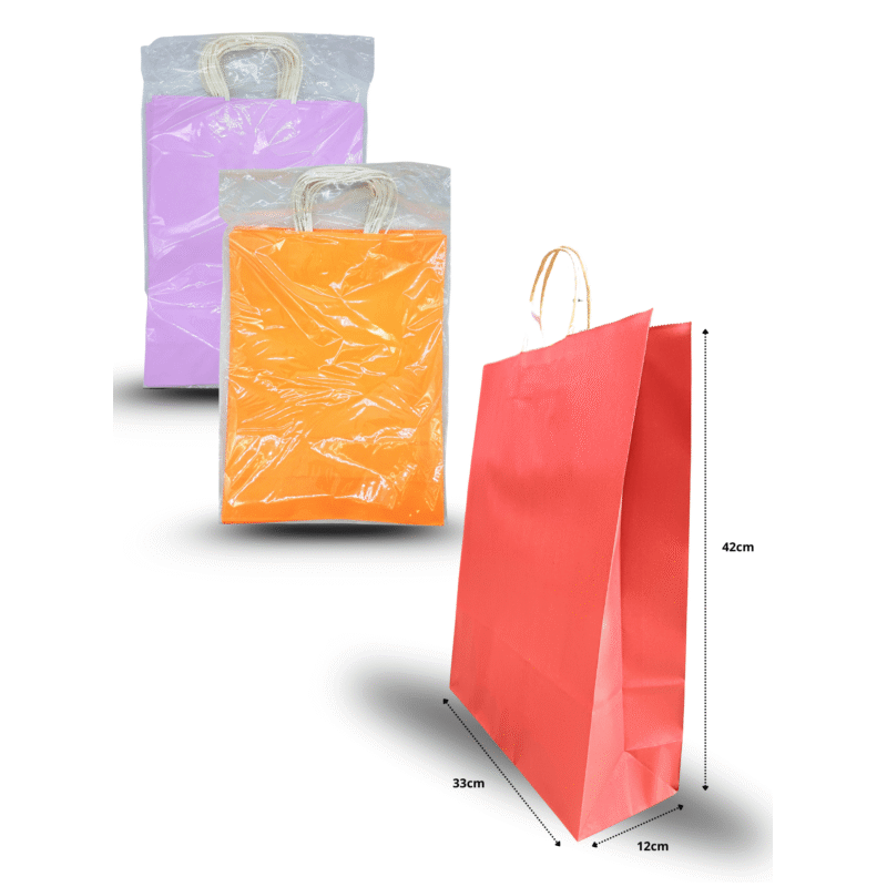 bolsa para regalo color liso un solo color por paquete con asa de papel 42x32x12cm C/12 M687-3H-5