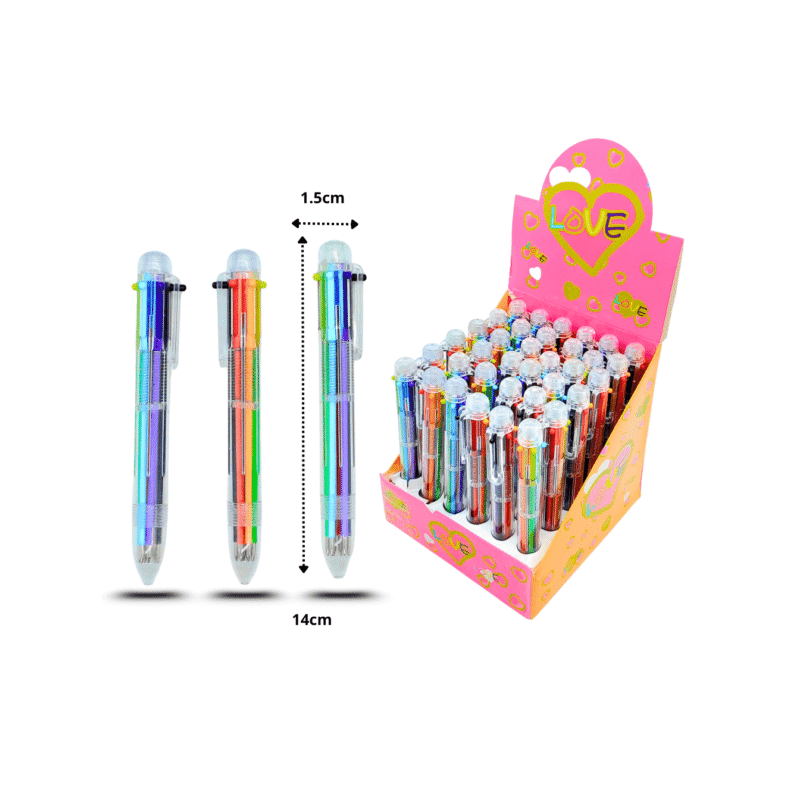 pluma 6 tintas transparente love C/36 5H-1