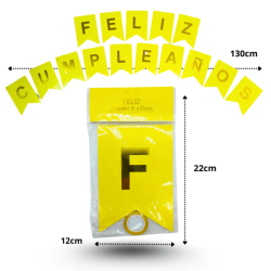 0 banderín feliz cumpleaños amarillo C/12 LI