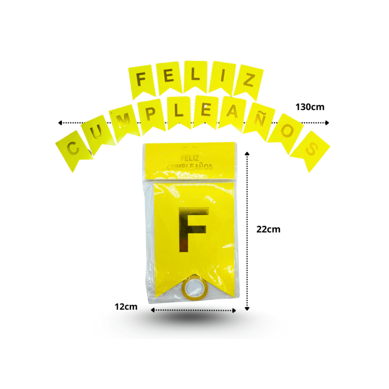 0 banderín feliz cumpleaños amarillo C/12 LI