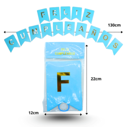 0 banderín feliz cumpleaños azul celeste C/12 LI