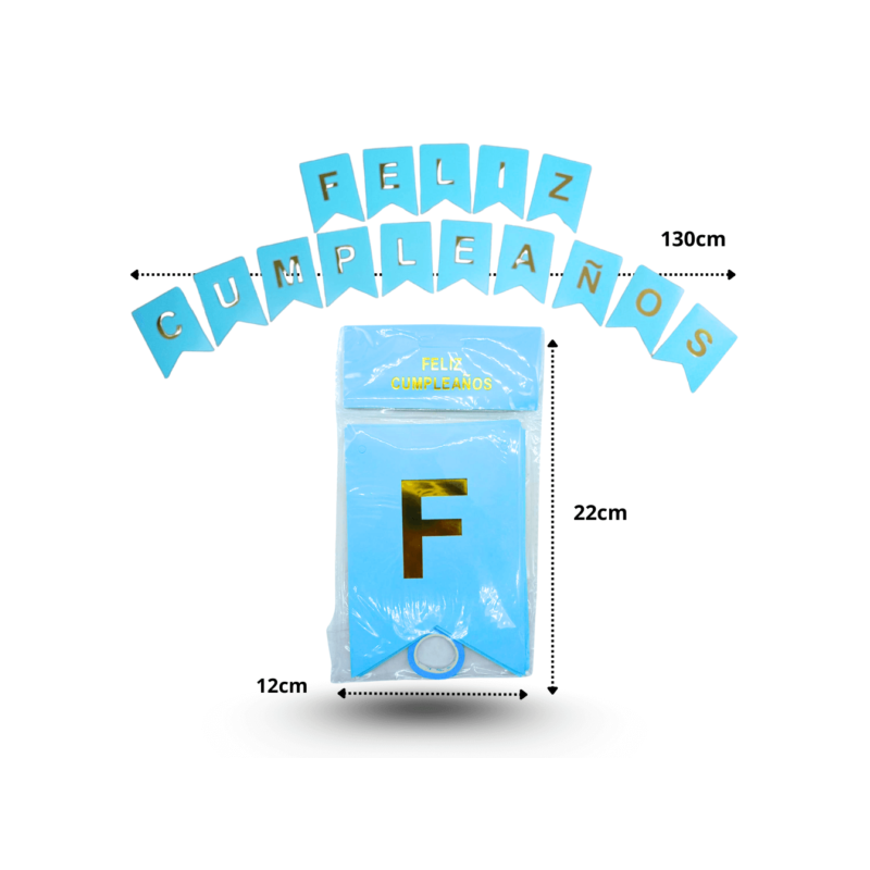 0 banderín feliz cumpleaños azul celeste C/12 LI
