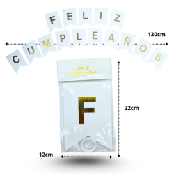 0 banderín feliz cumpleaños blanco C/12 LI