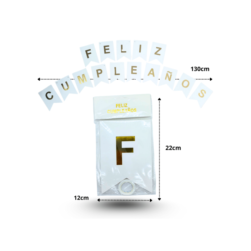 0 banderín feliz cumpleaños blanco C/12 LI