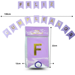 0 banderín feliz cumpleaños lila C/12 LI