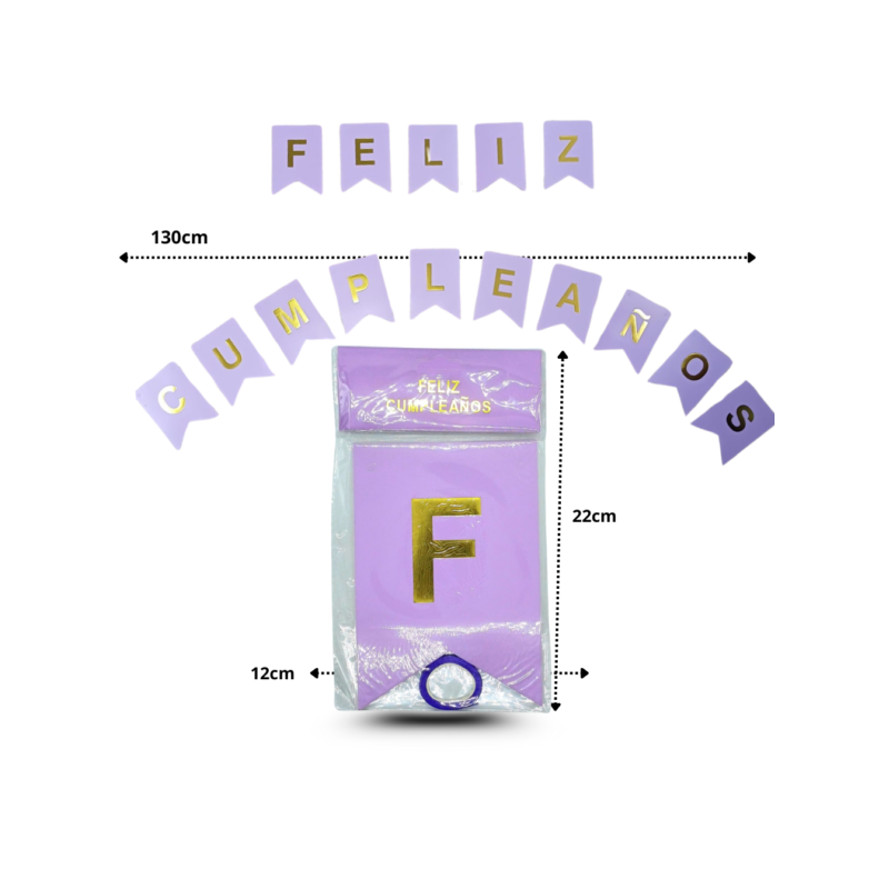 0 banderín feliz cumpleaños lila C/12 LI
