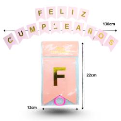 0 banderín feliz cumpleaños rosa pálido C/12 LI