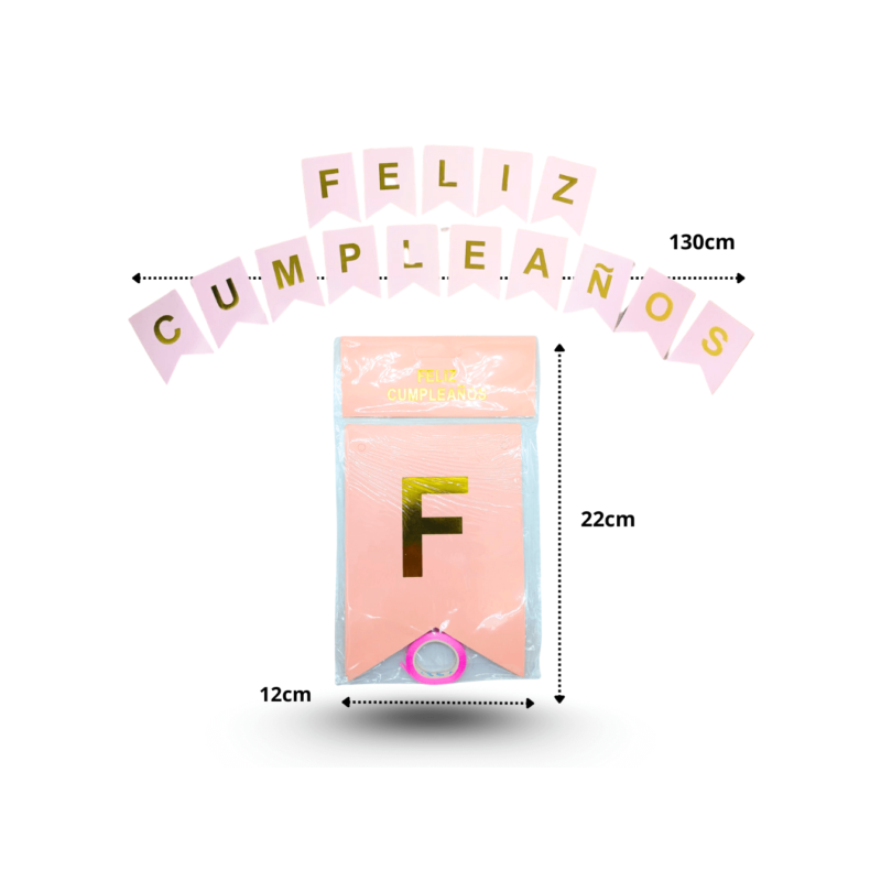 0 banderín feliz cumpleaños rosa pálido C/12 LI