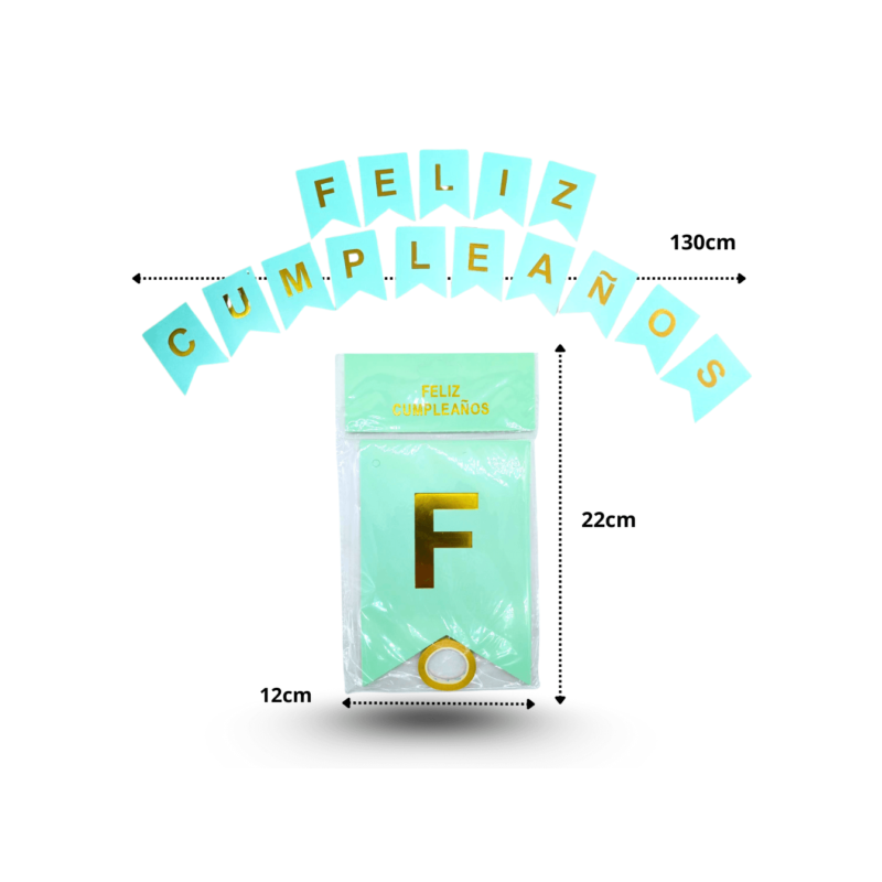 0 banderín feliz cumpleaños turquesa C/12 LI