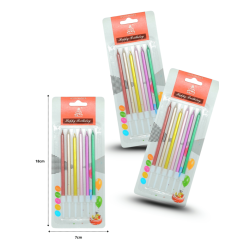 8 6 velas pasteleras con base en blíster acabado metálico C/24 MW853-1C-1