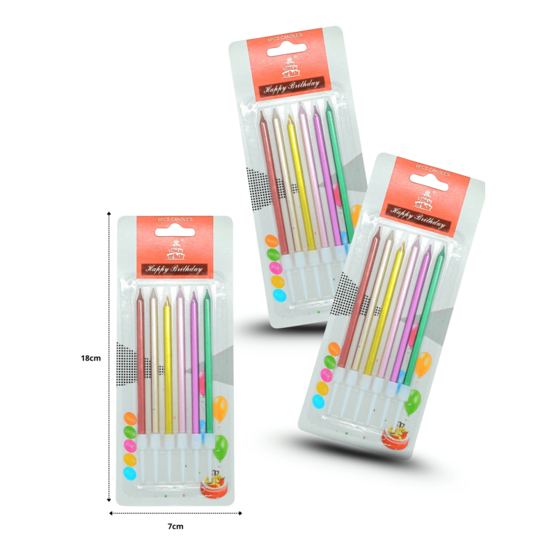 8 6 velas pasteleras con base en blíster acabado metálico C/24 MW853-1C-1