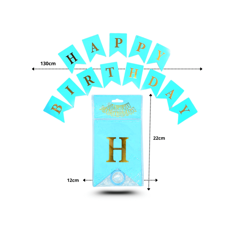 3 banderín turquesa happy birthday C/12 GPM-2174