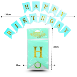 6 banderín verde menta happy birthday C/12 GPM-2174