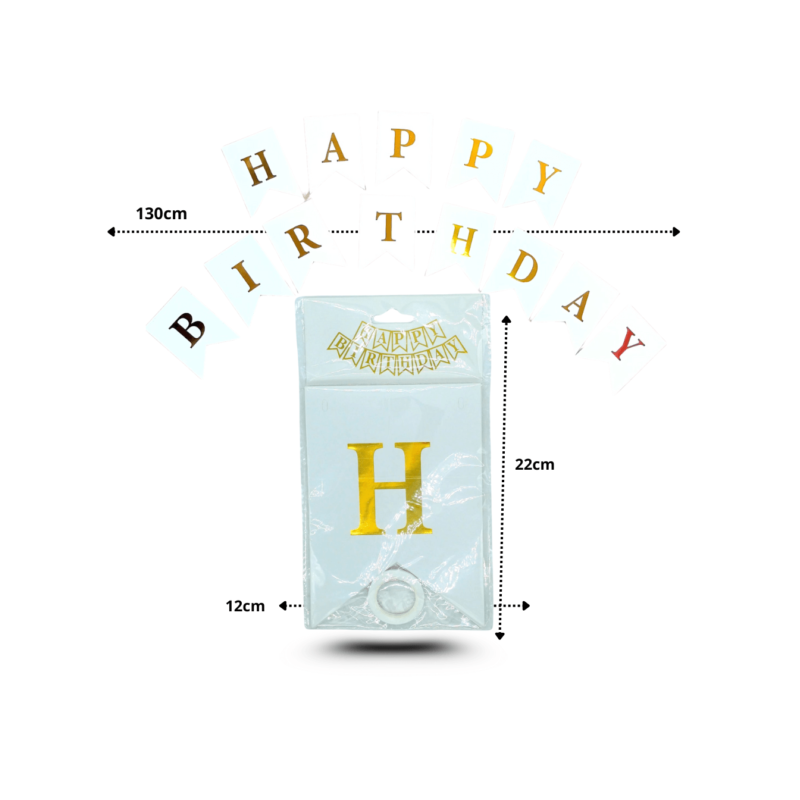 9 banderín blanco happy birthday C/12 GPM-2174